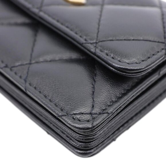 Chanel  Romance Quilted Lambskin Leather Clutch With Chain Black - Picture 8 of 13